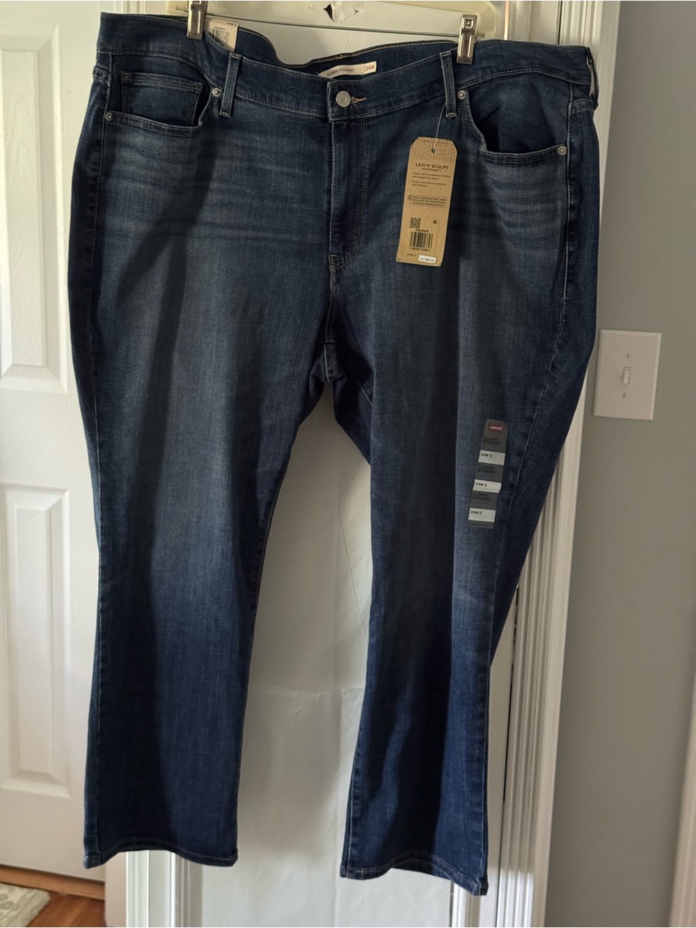 Levi's Straight Leg Jeans in Dark Blue Wash Size 24W Short